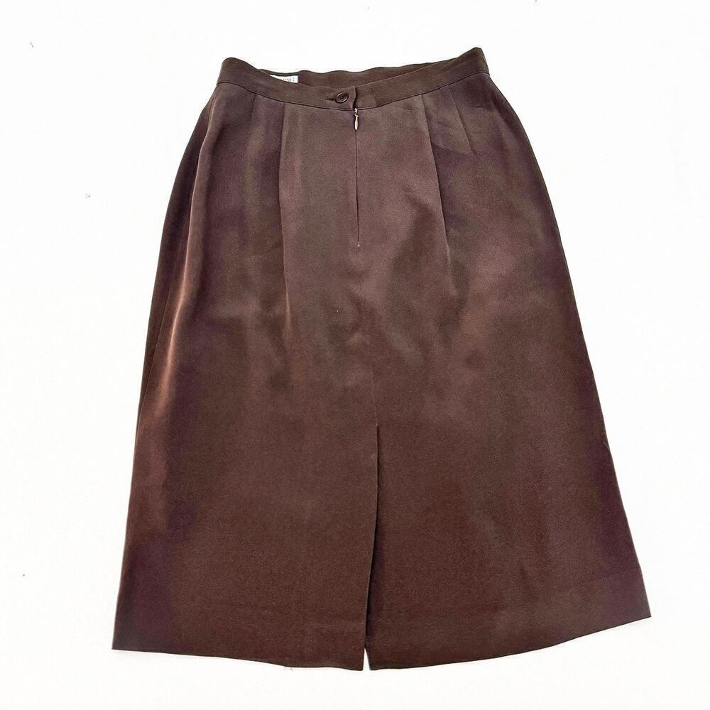 Giorgio Armani Le Collezioni Brown Pencil Skirt Back Slit Wool/Silk Size 4 - Picture 4 of 5